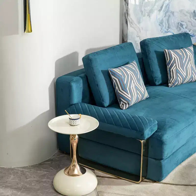 Table d'appoint ronde moderne et peu encombrante Okak, table de chevet avec plateau et cadre en métal, table d'appoint pour canapé de salon, chambre à coucher