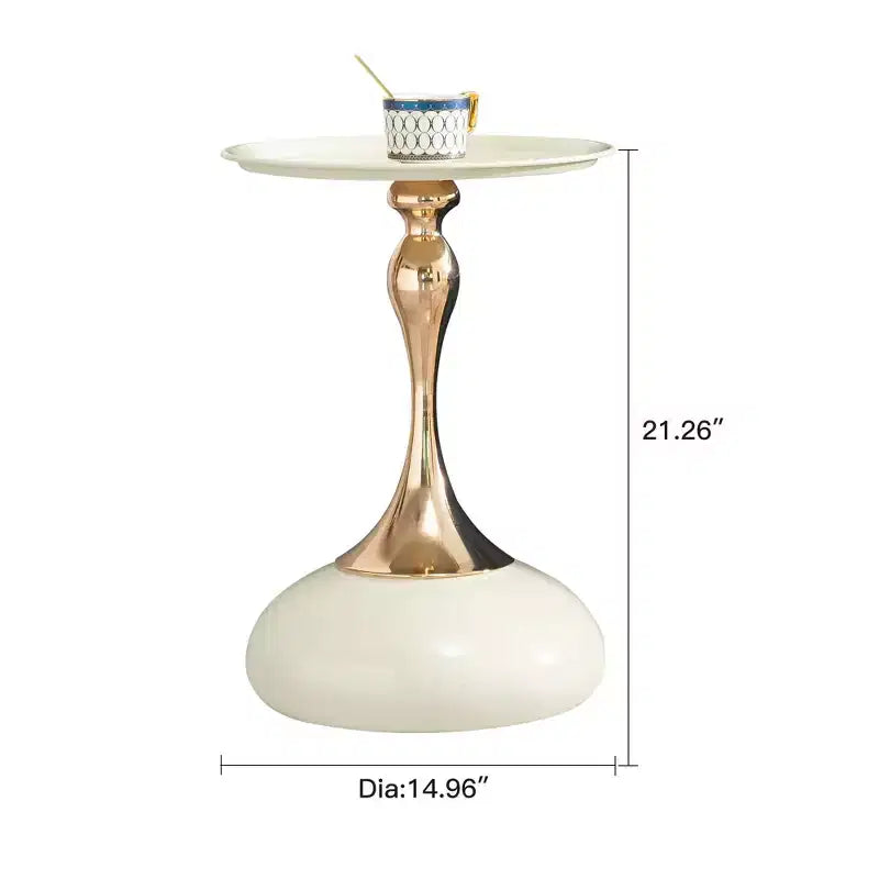 Table d'appoint ronde moderne et peu encombrante Okak, table de chevet avec plateau et cadre en métal, table d'appoint pour canapé de salon, chambre à coucher