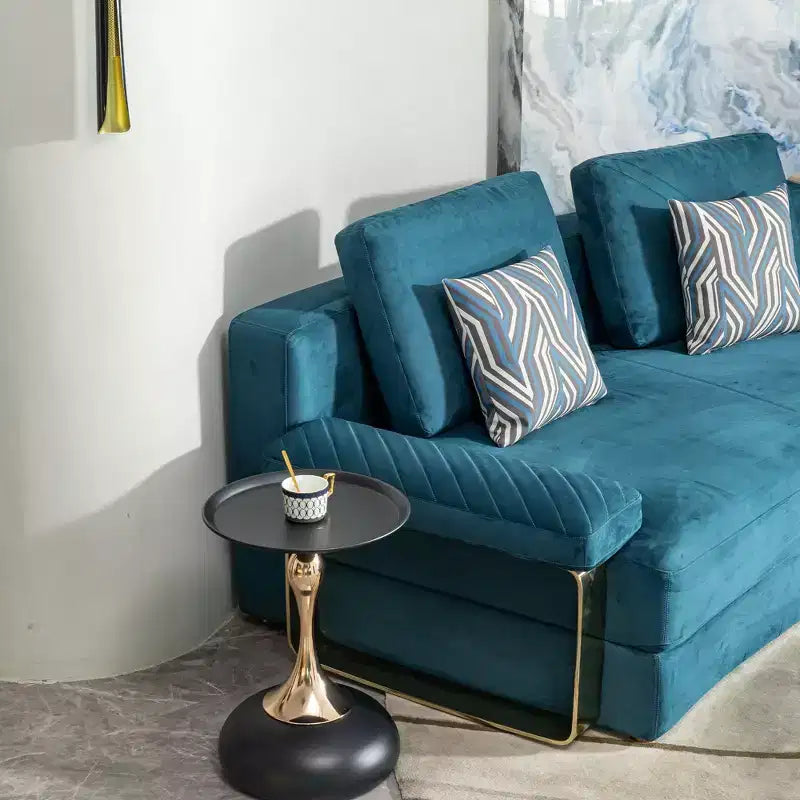 Table d'appoint ronde moderne et peu encombrante Okak, table de chevet avec plateau et cadre en métal, table d'appoint pour canapé de salon, chambre à coucher
