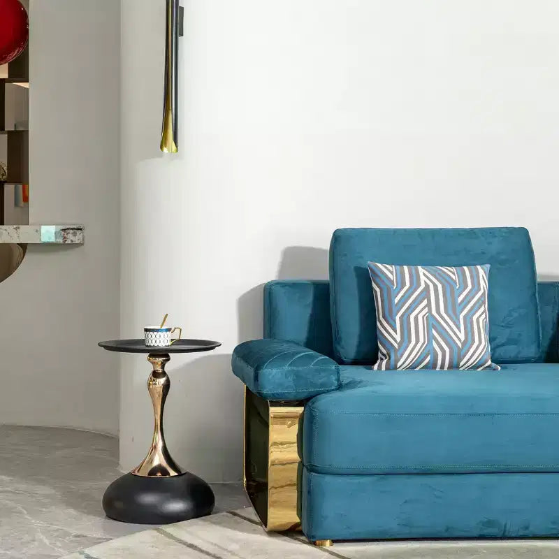 Table d'appoint ronde moderne et peu encombrante Okak, table de chevet avec plateau et cadre en métal, table d'appoint pour canapé de salon, chambre à coucher