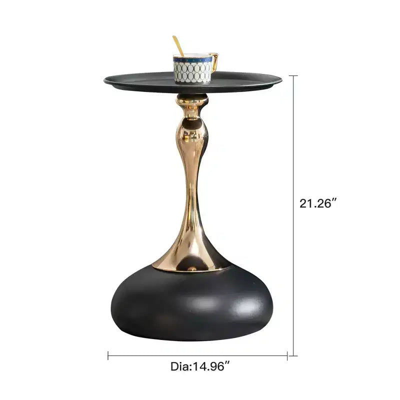Table d'appoint ronde moderne et peu encombrante Okak, table de chevet avec plateau et cadre en métal, table d'appoint pour canapé de salon, chambre à coucher
