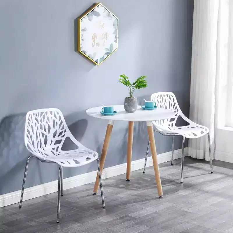 VINGLI Lot de 4 chaises empilables modernes, chaises de salle à manger blanches pour cuisine, chaises confortables en bouleau pour salle à manger, salon, salle d'attente (blanc)
