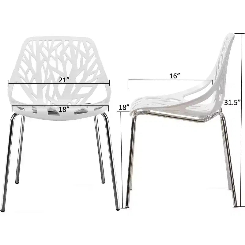VINGLI Lot de 4 chaises empilables modernes, chaises de salle à manger blanches pour cuisine, chaises confortables en bouleau pour salle à manger, salon, salle d'attente (blanc)