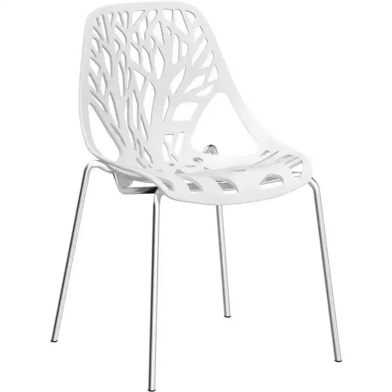 VINGLI Lot de 4 chaises empilables modernes, chaises de salle à manger blanches pour cuisine, chaises confortables en bouleau pour salle à manger, salon, salle d'attente (blanc)