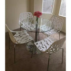 VINGLI Lot de 4 chaises empilables modernes, chaises de salle à manger blanches pour cuisine, chaises confortables en bouleau pour salle à manger, salon, salle d'attente (blanc)