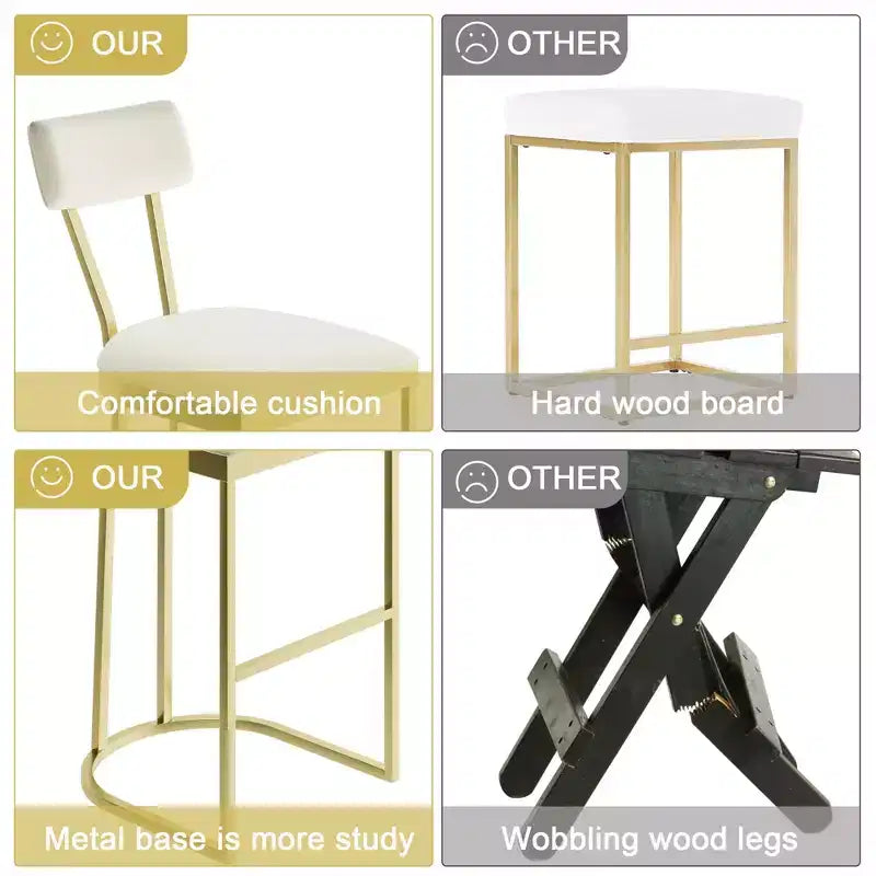 COZONY Tabourets de Bar Hauteur Comptoir, Lot de 2, Tabourets Modernes Rembourrés avec Dossier Incurvé et Repose-Pieds pour Îlot de Cuisine
