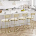 COZONY Tabourets de Bar Hauteur Comptoir, Lot de 2, Tabourets Modernes Rembourrés avec Dossier Incurvé et Repose-Pieds pour Îlot de Cuisine