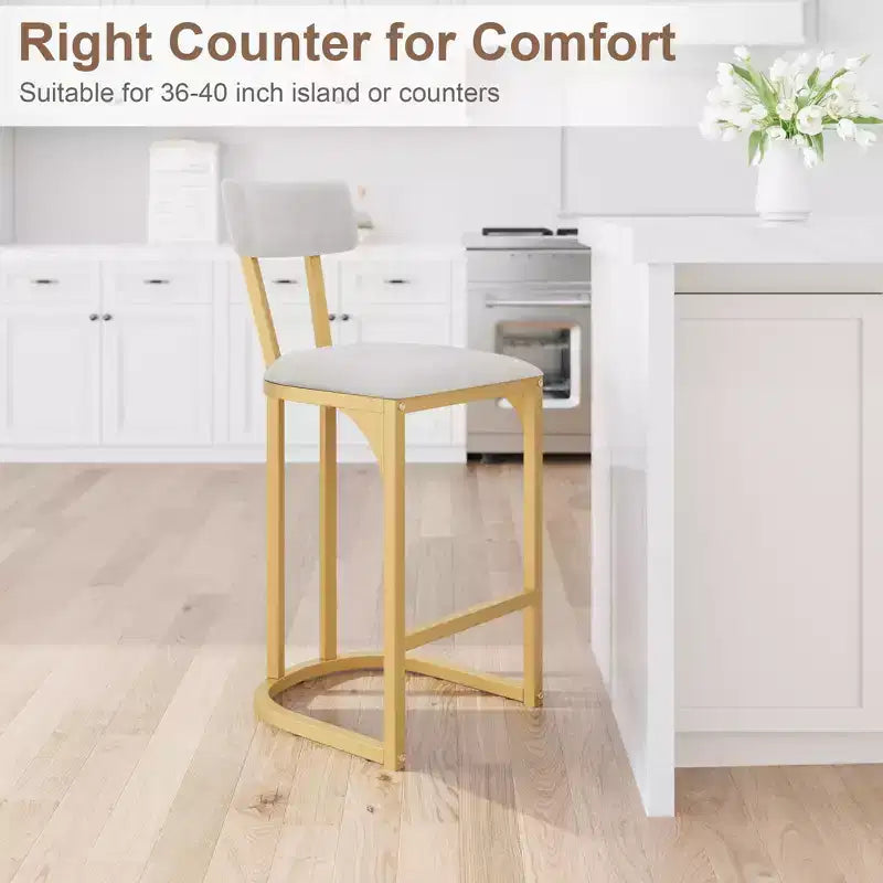 COZONY Tabourets de Bar Hauteur Comptoir, Lot de 2, Tabourets Modernes Rembourrés avec Dossier Incurvé et Repose-Pieds pour Îlot de Cuisine