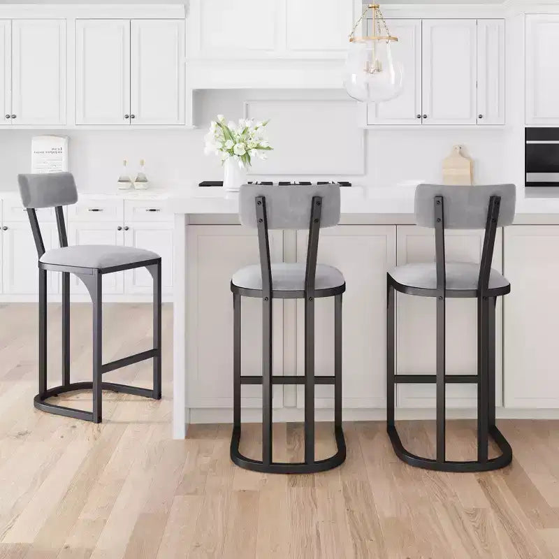 COZONY Tabourets de Bar Hauteur Comptoir, Lot de 2, Tabourets Modernes Rembourrés avec Dossier Incurvé et Repose-Pieds pour Îlot de Cuisine