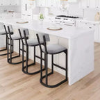 COZONY Tabourets de Bar Hauteur Comptoir, Lot de 2, Tabourets Modernes Rembourrés avec Dossier Incurvé et Repose-Pieds pour Îlot de Cuisine