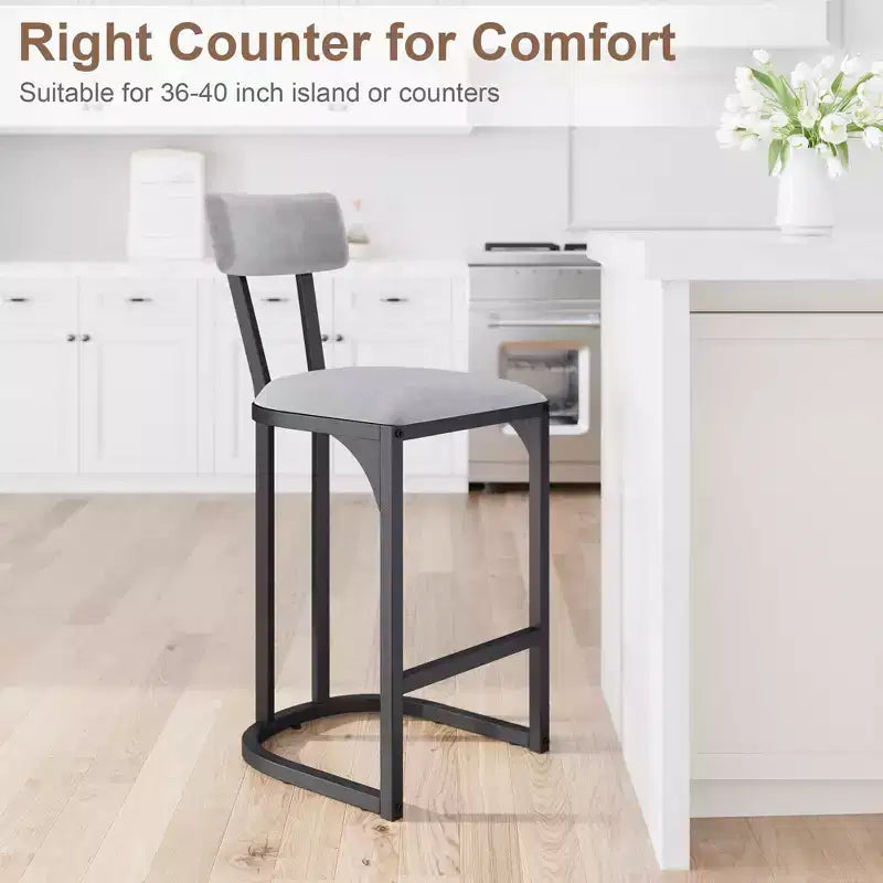 COZONY Tabourets de Bar Hauteur Comptoir, Lot de 2, Tabourets Modernes Rembourrés avec Dossier Incurvé et Repose-Pieds pour Îlot de Cuisine