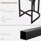COZONY Tabourets de Bar Hauteur Comptoir, Lot de 2, Tabourets Modernes Rembourrés avec Dossier Incurvé et Repose-Pieds pour Îlot de Cuisine