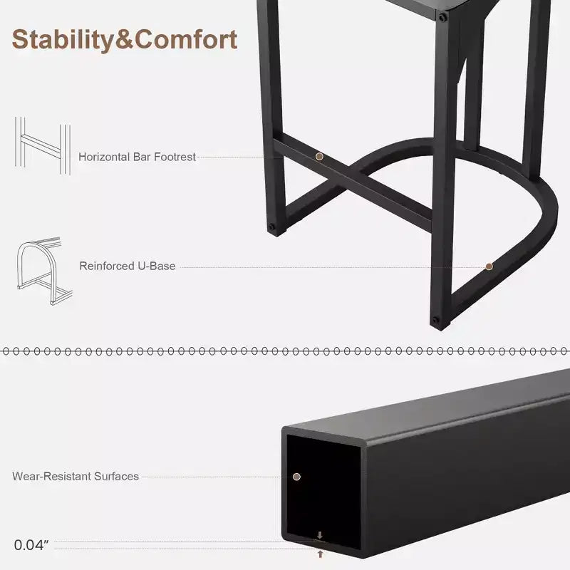 COZONY Tabourets de Bar Hauteur Comptoir, Lot de 2, Tabourets Modernes Rembourrés avec Dossier Incurvé et Repose-Pieds pour Îlot de Cuisine