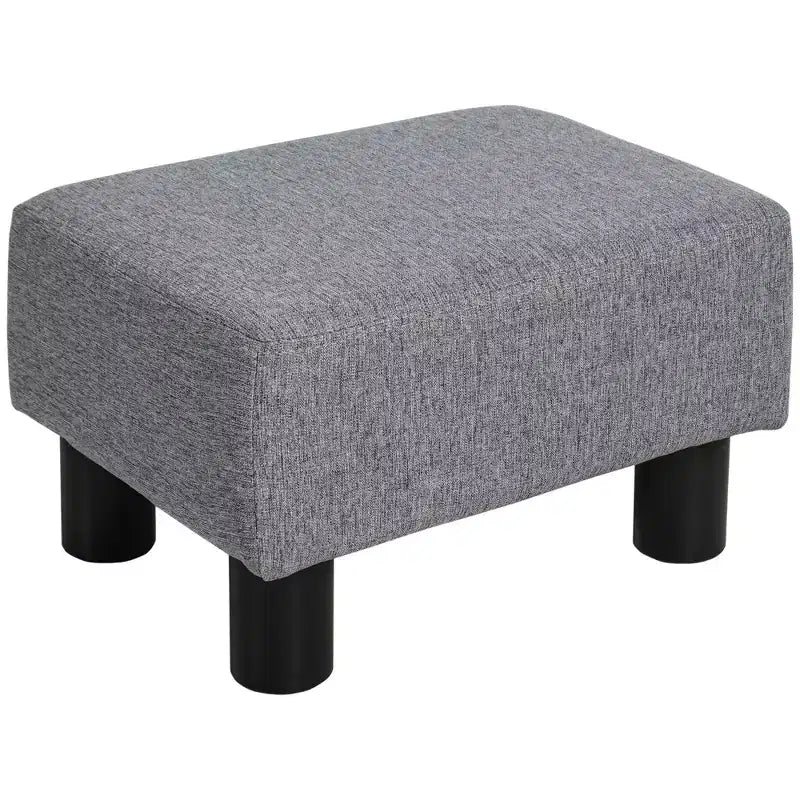 Ottoman Foot Rest, Small Foot Stool with Linen Fabric Upholstery and Plastic Legs, Cube Ottoman for Living Room