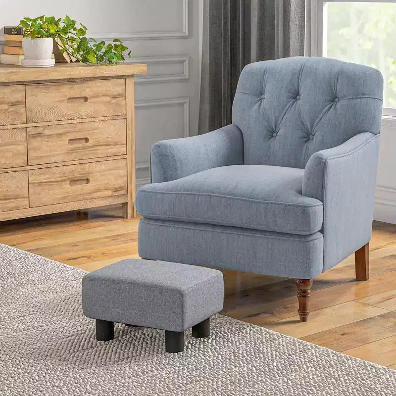 Repose-pieds ottoman, petit pouf avec revêtement en tissu de lin et pieds en plastique, pouf cube pour salon