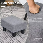 Repose-pieds ottoman, petit pouf avec revêtement en tissu de lin et pieds en plastique, pouf cube pour salon