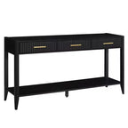 Table console Clihome 60 pouces avec 3 tiroirs ondulés, table d'entrée moderne avec poignées métalliques et étagère de rangement