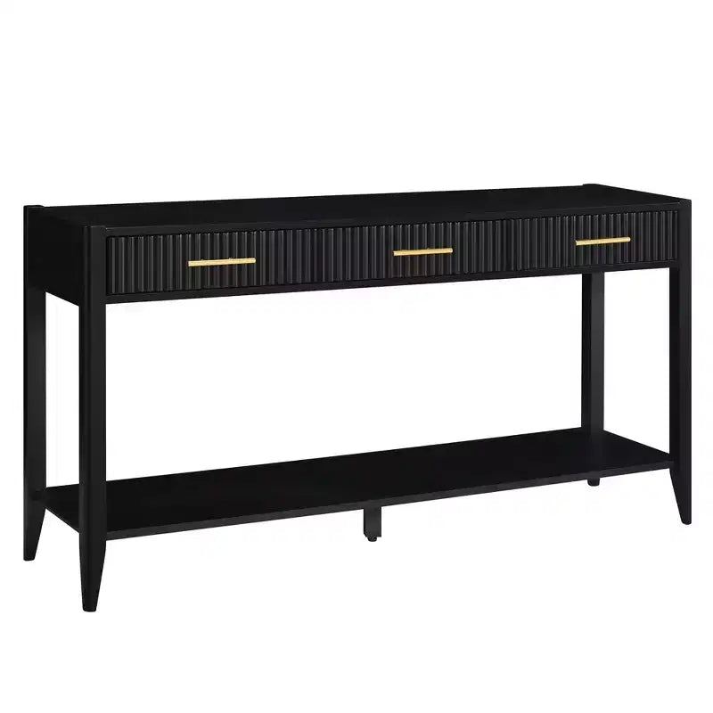 Table console Clihome 60 pouces avec 3 tiroirs ondulés, table d'entrée moderne avec poignées métalliques et étagère de rangement