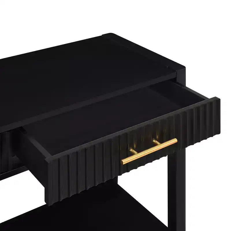 Table console Clihome 60 pouces avec 3 tiroirs ondulés, table d'entrée moderne avec poignées métalliques et étagère de rangement