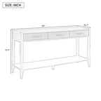 Table console Clihome 60 pouces avec 3 tiroirs ondulés, table d'entrée moderne avec poignées métalliques et étagère de rangement