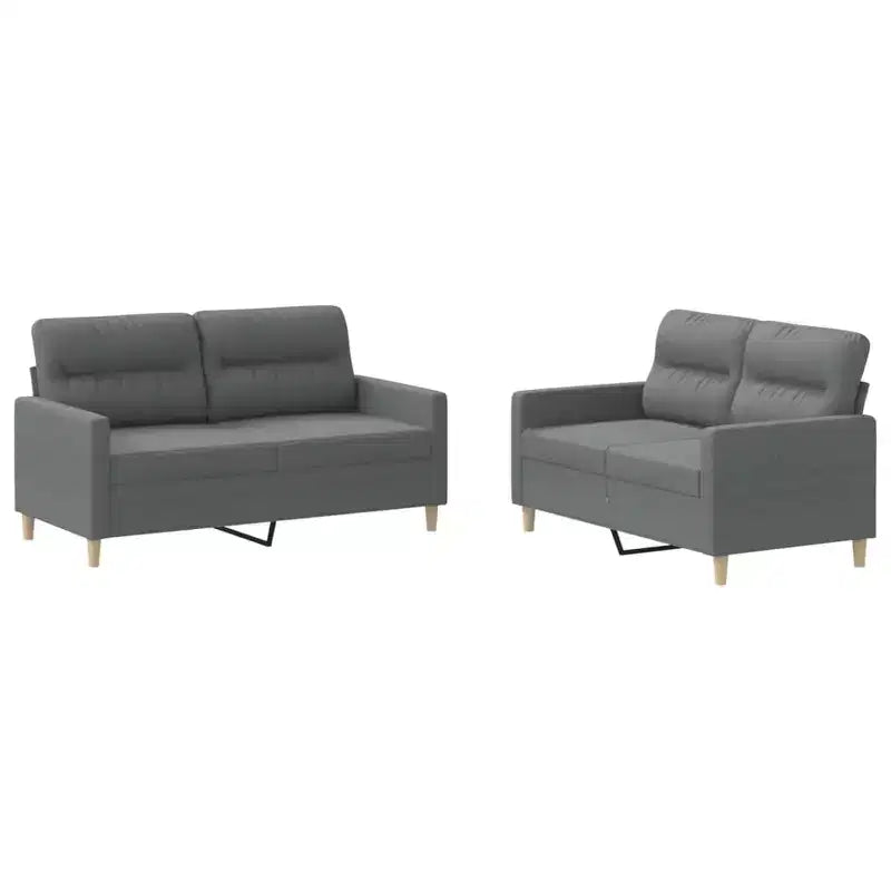 Ensemble de canapés Tissu gris foncé (100 % polyester), métal, textilène, contreplaqué