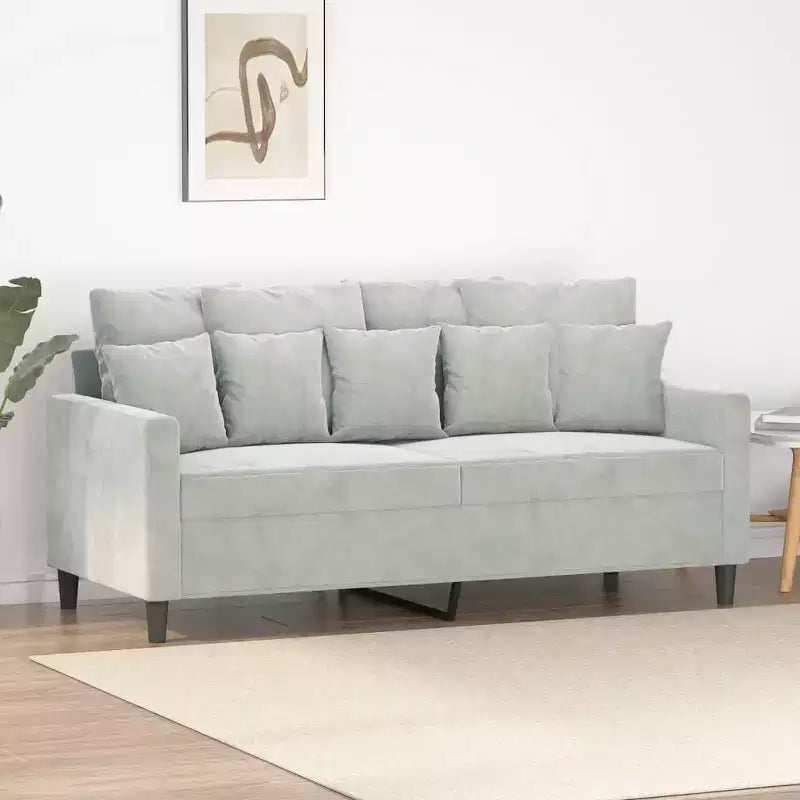 2-seater Sofa Light Grey Velvet (100% polyester), metal, textilene