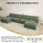 Dyonery 158 Grand canapé modulable sectionnel, tissu CHENILLE avec assise profonde, assemblage sans outil