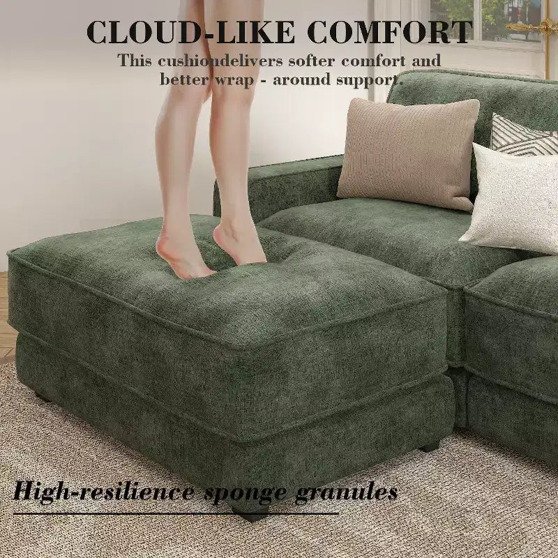 Dyonery 158 Grand canapé modulable sectionnel, tissu CHENILLE avec assise profonde, assemblage sans outil