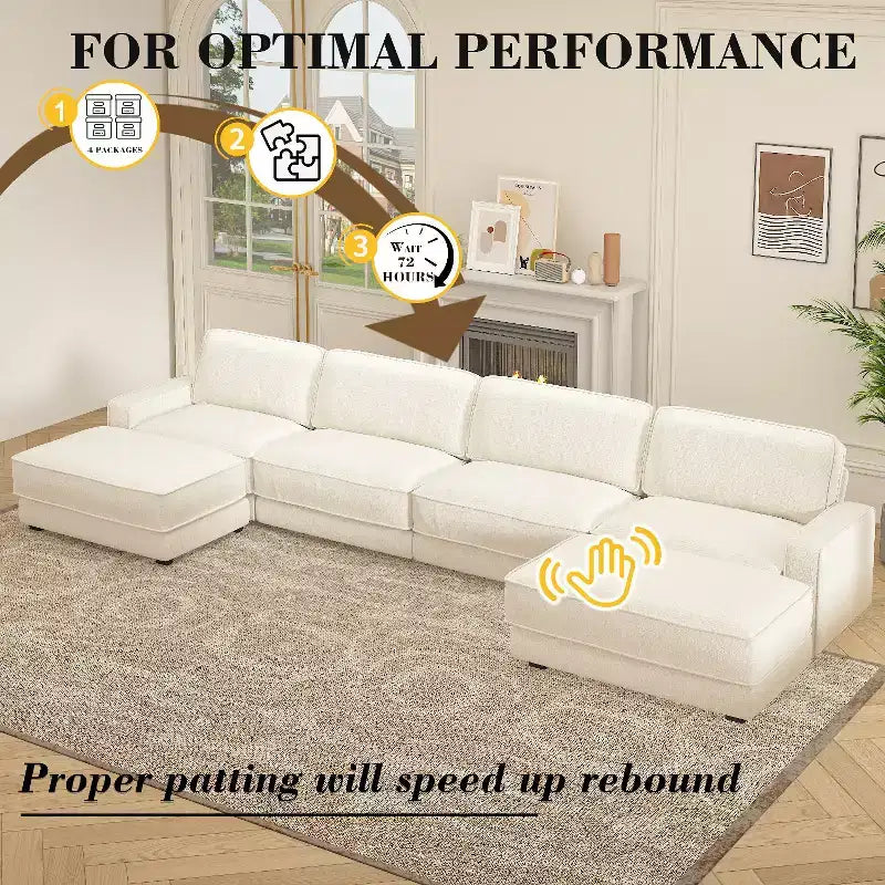 Dyonery 158 Grand canapé modulable sectionnel, tissu CHENILLE avec assise profonde, assemblage sans outil