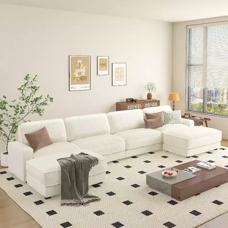 Dyonery 158 Grand canapé modulable sectionnel, tissu CHENILLE avec assise profonde, assemblage sans outil