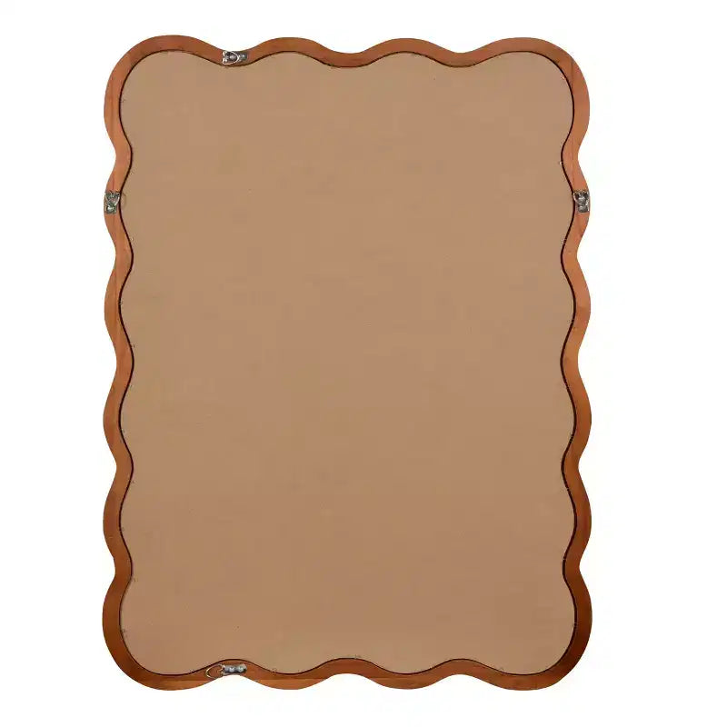 PexFix Miroir décoratif mural rectangulaire ondulé 30 x 40 avec cadre en bois massif, style moderne et rustique, pour chambre, salle de bain, salon, entrée, marron