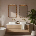 PexFix Miroir décoratif mural rectangulaire ondulé 30 x 40 avec cadre en bois massif, style moderne et rustique, pour chambre, salle de bain, salon, entrée, marron