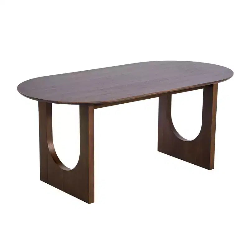 PexFix 79 Table à manger ovale pour 6-8 personnes, table de cuisine en bois avec plateau résistant aux rayures et pieds arqués, style ferme moderne, pour salon et cuisine, noyer