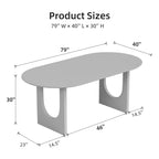 PexFix 79 Table à manger ovale pour 6-8 personnes, table de cuisine en bois avec plateau résistant aux rayures et pieds arqués, style ferme moderne, pour salon et cuisine, noyer