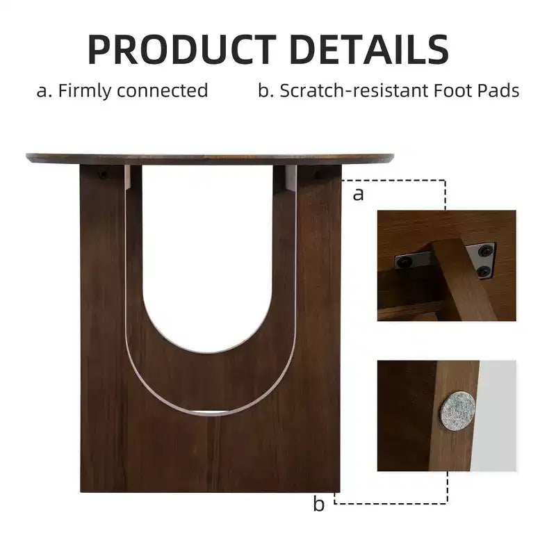 PexFix 79 Table à manger ovale pour 6-8 personnes, table de cuisine en bois avec plateau résistant aux rayures et pieds arqués, style ferme moderne, pour salon et cuisine, noyer