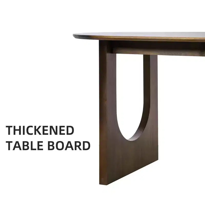 PexFix 79 Table à manger ovale pour 6-8 personnes, table de cuisine en bois avec plateau résistant aux rayures et pieds arqués, style ferme moderne, pour salon et cuisine, noyer