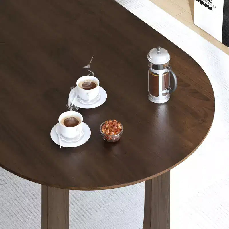 PexFix 79 Table à manger ovale pour 6-8 personnes, table de cuisine en bois avec plateau résistant aux rayures et pieds arqués, style ferme moderne, pour salon et cuisine, noyer