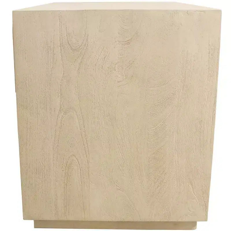 Table de chevet HomeRoots 24 à un tiroir en bois massif naturel à texture nervurée