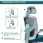 Chaise de bureau ergonomique Okak avec repose-pieds rétractable, fauteuil d'ordinateur avec coussin de soutien lombaire et accoudoirs rembourrés, chaise pivotante pour le bureau