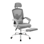 Chaise de bureau ergonomique Okak avec repose-pieds rétractable, fauteuil d'ordinateur avec coussin de soutien lombaire et accoudoirs rembourrés, chaise pivotante pour le bureau