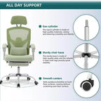 Chaise de bureau ergonomique Okak avec repose-pieds rétractable, fauteuil d'ordinateur avec coussin de soutien lombaire et accoudoirs rembourrés, chaise pivotante pour le bureau