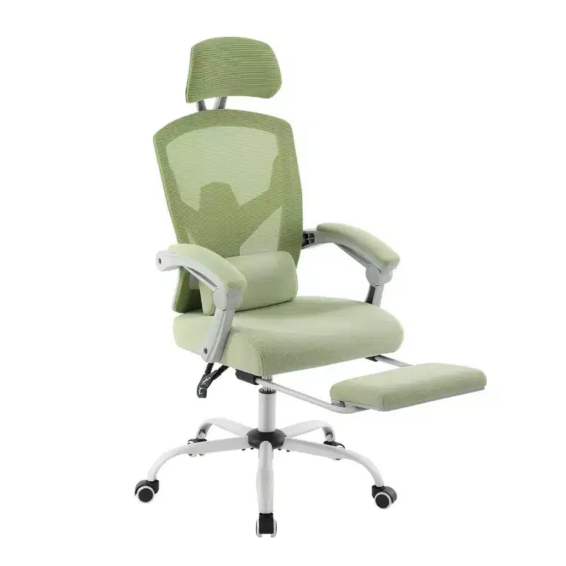 Chaise de bureau ergonomique Okak avec repose-pieds rétractable, fauteuil d'ordinateur avec coussin de soutien lombaire et accoudoirs rembourrés, chaise pivotante pour le bureau