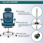 Chaise de bureau ergonomique Okak avec repose-pieds rétractable, fauteuil d'ordinateur avec coussin de soutien lombaire et accoudoirs rembourrés, chaise pivotante pour le bureau
