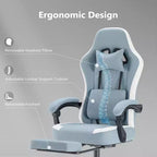 Chaise de bureau ergonomique Okak avec accoudoirs rembourrés, chaise de jeu avec repose-pieds et soutien lombaire, chaise pivotante à roulettes pour la maison et le bureau