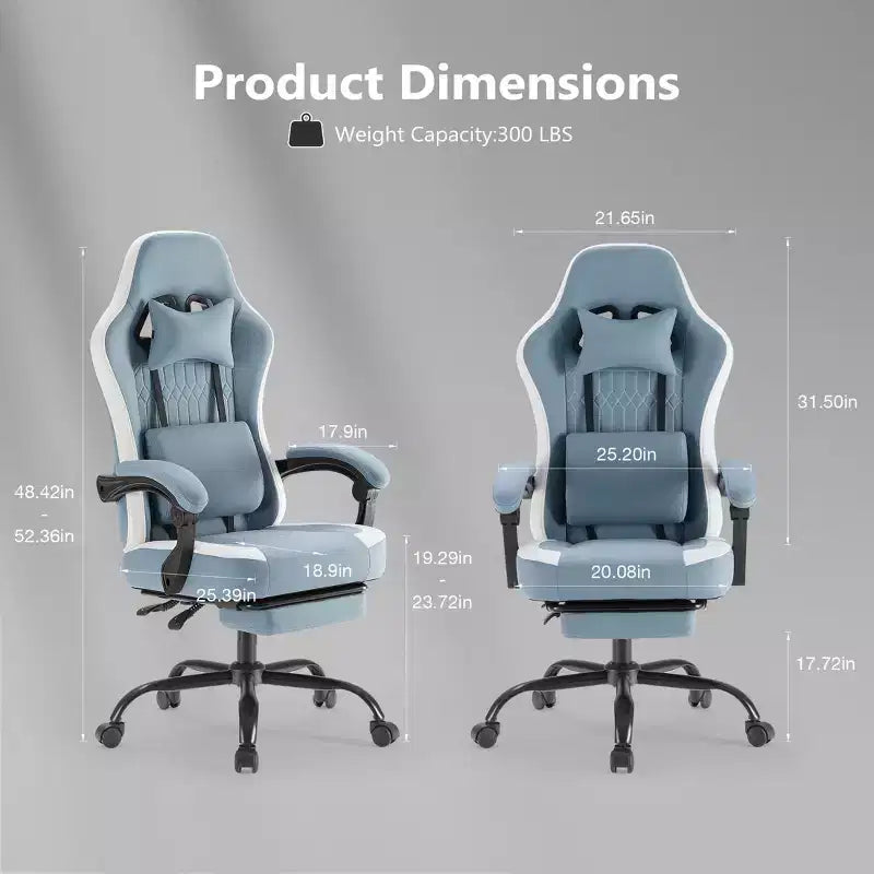 Chaise de bureau ergonomique Okak avec accoudoirs rembourrés, chaise de jeu avec repose-pieds et soutien lombaire, chaise pivotante à roulettes pour la maison et le bureau