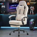 Chaise de bureau ergonomique Okak avec accoudoirs rembourrés, chaise de jeu avec repose-pieds et soutien lombaire, chaise pivotante à roulettes pour la maison et le bureau