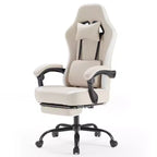 Chaise de bureau ergonomique Okak avec accoudoirs rembourrés, chaise de jeu avec repose-pieds et soutien lombaire, chaise pivotante à roulettes pour la maison et le bureau