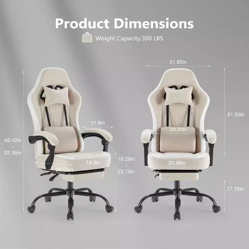Chaise de bureau ergonomique Okak avec accoudoirs rembourrés, chaise de jeu avec repose-pieds et soutien lombaire, chaise pivotante à roulettes pour la maison et le bureau