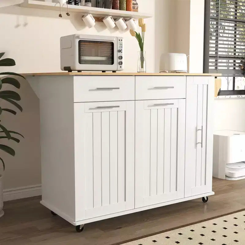 Îlot de cuisine Okak avec organisateur de meuble coulissant à 3 niveaux, chariot de cuisine avec abattant et étagère de rangement, organisateur de comptoir pour cuisine