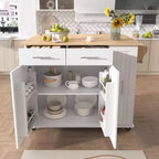 Îlot de cuisine Okak avec organisateur de meuble coulissant à 3 niveaux, chariot de cuisine avec abattant et étagère de rangement, organisateur de comptoir pour cuisine